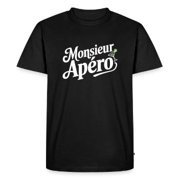 Monsieur apéro - T-shirt Premium bio Homme - noir - Devant - Nico (187cm)