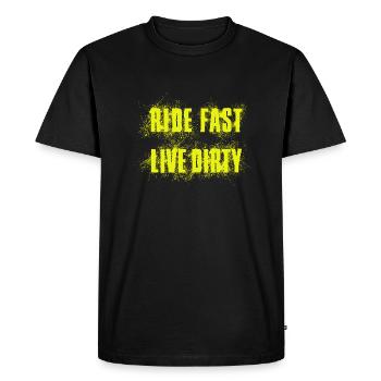 RIDE FAST LIVE DIRTY – MOUNTAIN BIKE - MOTOCROSS - Men's Premium Organic T-Shirt - black - Front - Nico (187cm)