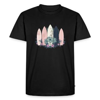 Surfboards Flowers Plant Hawaii Beach Summer - Men's Premium Organic T-Shirt - black - Front - Nico (187cm)