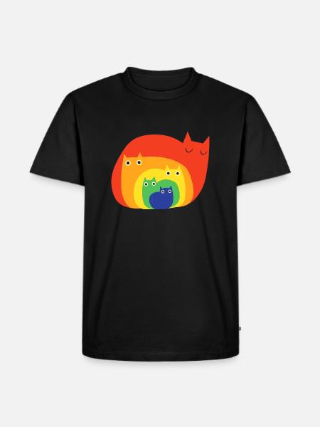 Rainbow Cats Cute - Männer Premium Bio T-Shirt - Schwarz