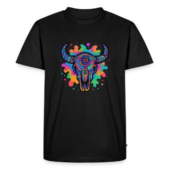 Crâne de taureau coloré - T-shirt Premium bio Homme - noir - Devant - Nico (187cm)