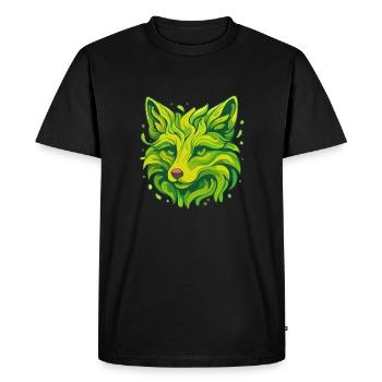 Renard néon - T-shirt Premium bio Homme - noir - Devant - Nico (187cm)
