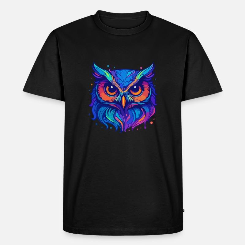 Neon-Eule - Männer Premium Bio T-Shirt - Schwarz