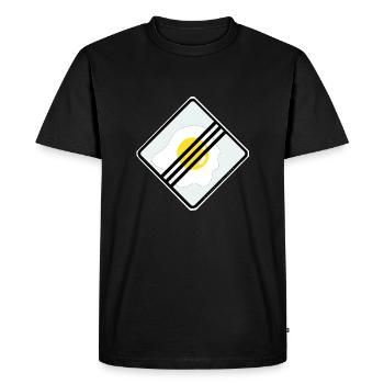 Conception des panneaux de signalisation: oeuf. - T-shirt Premium bio Homme - noir - Devant - Nico (187cm)