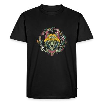 Colorful Tribal Wolf Dreamcatcher - Men's Premium Organic T-Shirt - black - Front - Nico (187cm)