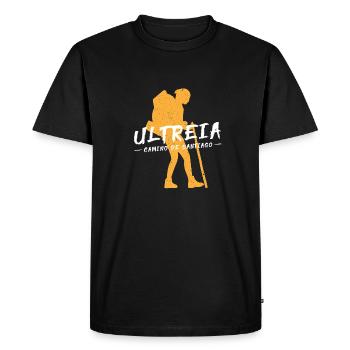 Camino de Santaigo. Chemin de Compostelle, T-shirt Ultreia - T-shirt Premium bio Homme - noir - Devant - Nico (187cm)