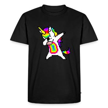 Licorne arc-en-ciel pixelart - T-shirt Premium bio Homme - noir - Devant - Nico (187cm)