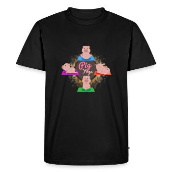 Pig Yoga Drôle - Idée cadeau - T-shirt Premium bio Homme - noir - Devant - Nico (187cm)