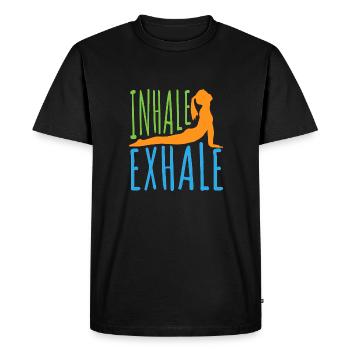 Yoga Inhale Outhale - Gift Idea - Men's Premium Organic T-Shirt - black - Front - Nico (187cm)