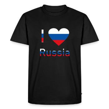 J'aime la Russie aux couleurs du drapeau! - T-shirt Premium bio Homme - noir - Devant - Nico (187cm)