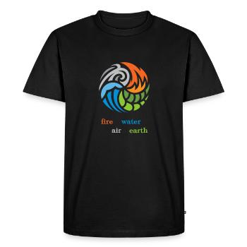 Les quatre éléments. Le feu, l’eau, l’air et la terre - T-shirt Premium bio Homme - noir - Devant - Nico (187cm)