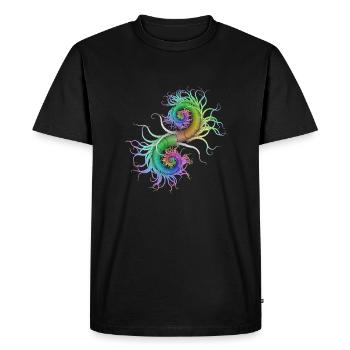 Psychédélique Hippocampe Art abstrait Goa Psy - T-shirt Premium bio Homme - noir - Devant - Nico (187cm)