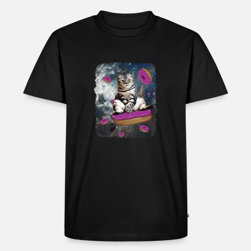 Chat de l'espace - T-shirt Premium bio Homme - noir