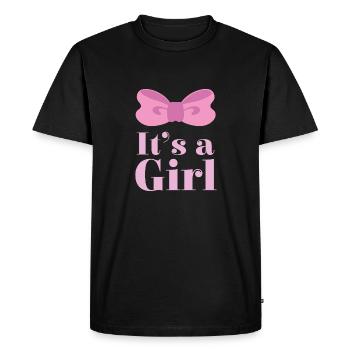 Grossesse Its a girl Rose Boucle - T-shirt Premium bio Homme - noir - Devant - Nico (187cm)