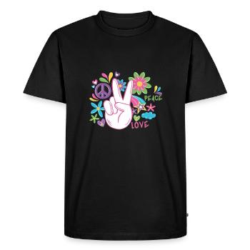 Paix et paix Cadeau à la main - T-shirt Premium bio Homme - noir - Devant - Nico (187cm)