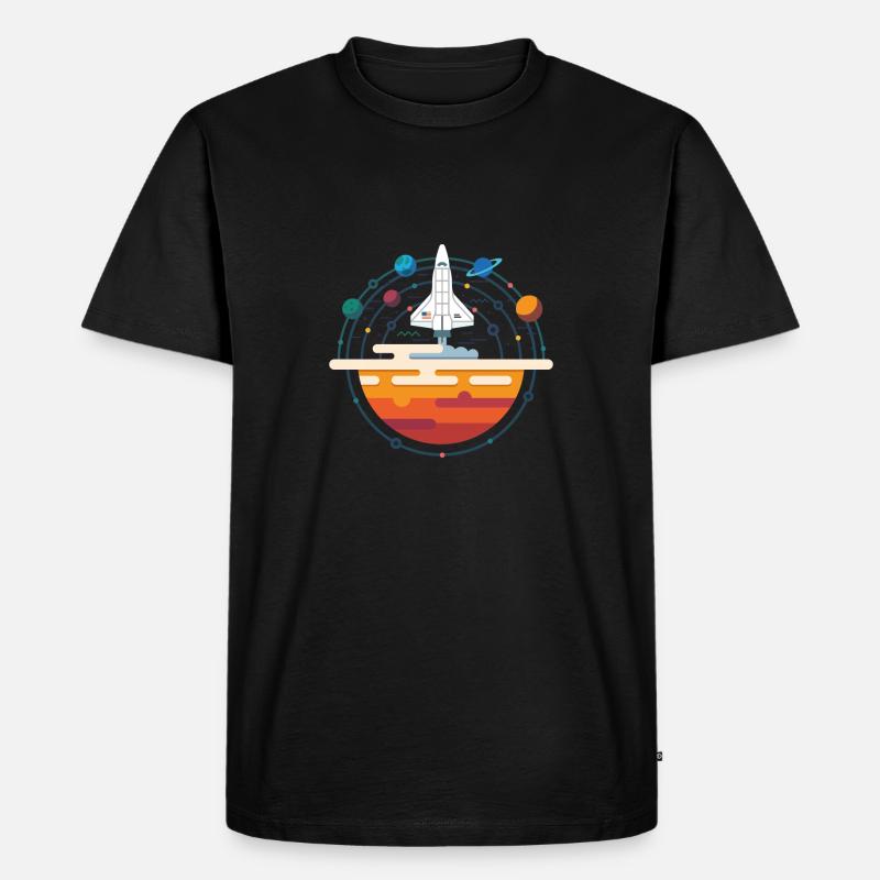 Space Shuttle & Solar System - Männer Premium Bio T-Shirt - Schwarz
