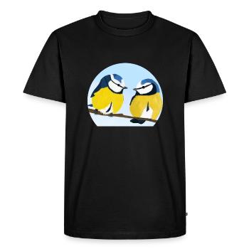 jz.birds illustration de la mésange bleue - T-shirt Premium bio Homme - noir - Devant - Nico (187cm)
