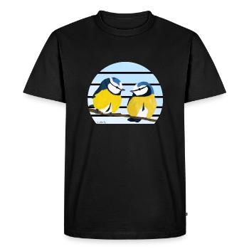 jz.birds blue tit bird design - Men's Premium Organic T-Shirt - black - Front - Nico (187cm)