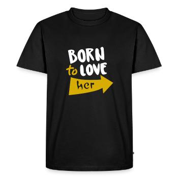 Né pour l’aimer - T-shirt Premium bio Homme - noir - Devant - Nico (187cm)