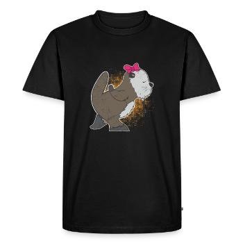 Petite amie loutre de mer amour couple idée cadeau - T-shirt Premium bio Homme - noir - Devant - Nico (187cm)