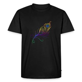 Tatouage tribal plume de paon idée cadeau plume - T-shirt Premium bio Homme - noir - Devant - Nico (187cm)