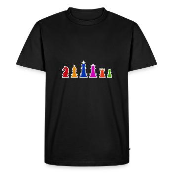 Pièces d'échecs Idée cadeau de joueurs d'échecs colorés - T-shirt Premium bio Homme - noir - Devant - Nico (187cm)
