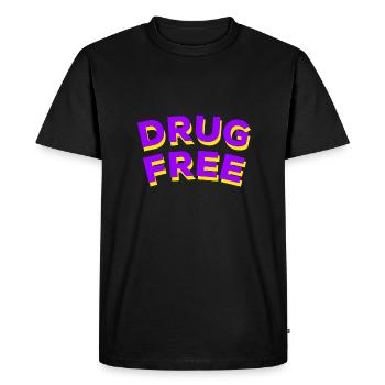 Drug Free - Men's Premium Organic T-Shirt - black - Front - Nico (187cm)