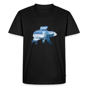 Animaux double exposition ours polaire maman et bébé - T-shirt Premium bio Homme - noir - Devant - Nico (187cm)