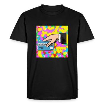 Credit Card Pop Colour Tie Dye Background Cool - Men's Premium Organic T-Shirt - black - Front - Nico (187cm)
