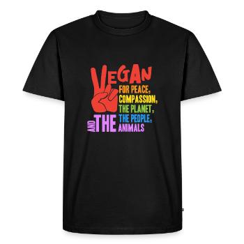 Vegan for peace compassion the planet, the people - T-shirt Premium bio Homme - noir - Devant - Nico (187cm)