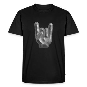 Rock Hand Gesture Heavy Metal Rock ‘N’ Roll Salute - Men's Premium Organic T-Shirt - black - Front - Nico (187cm)