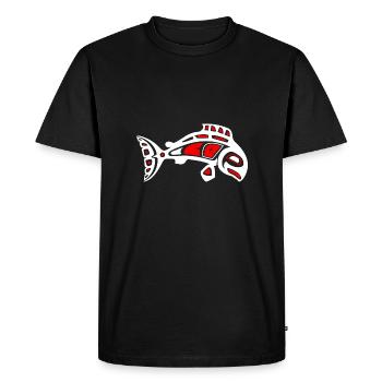 Haida saumon symbole Tribal Tattoo Idée cadeau - T-shirt Premium bio Homme - noir - Devant - Nico (187cm)