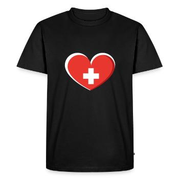Schweiz Switzerland Swiss Flagge Geschenk - Männer Premium Bio T-Shirt - Schwarz - Vorne - Nico (187cm)