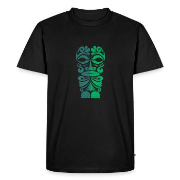 Cadeau de tatouage tribal polynésien Marquises Tiki - T-shirt Premium bio Homme - noir - Devant - Nico (187cm)
