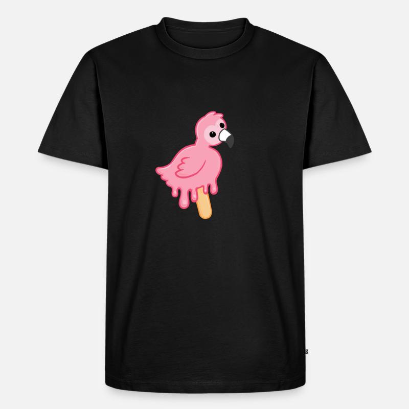 Flamingo Eis am Stiel - Männer Premium Bio T-Shirt - Schwarz