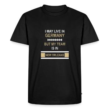 I May live in New Orleans | Saints fan shirt - Men's Premium Organic T-Shirt - black - Front - Nico (187cm)