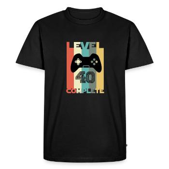 40e anniversaire rétro Gamer niveau 40 terminé - T-shirt Premium bio Homme - noir - Devant - Nico (187cm)