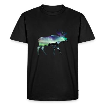 Idée cadeau aurores boréales avec animaux à double exposition - T-shirt Premium bio Homme - noir - Devant - Nico (187cm)
