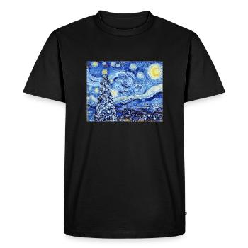 Nuit étoilée de Van Gough - Noël blanc - T-shirt Premium bio Homme - noir - Devant - Nico (187cm)