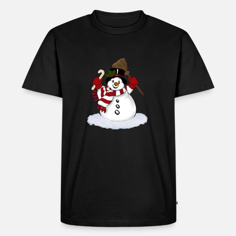 Schneemann - Männer Premium Bio T-Shirt - Schwarz