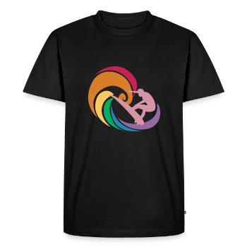 Surfer Waves Rainbow Color Tattoo Gift Idea - Men's Premium Organic T-Shirt - black - Front - Nico (187cm)