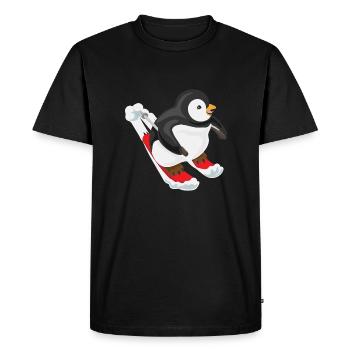 Cadeau d'hiver pour les amateurs de ski de pingouin - T-shirt Premium bio Homme - noir - Devant - Nico (187cm)