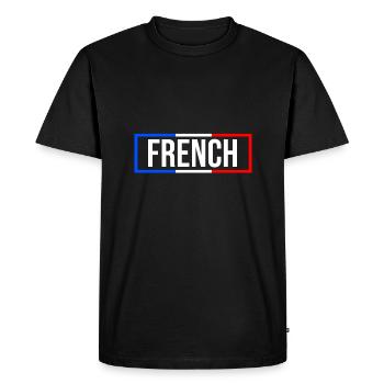 France drapeau bleu blanc rouge - T-shirt Premium bio Homme - noir - Devant - Nico (187cm)
