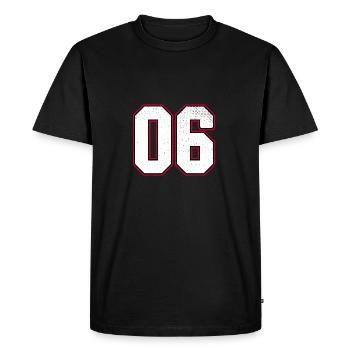 Numéro zéro six - 06 classique vintage sport - T-shirt Premium bio Homme - noir - Devant - Nico (187cm)