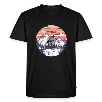 Montagnes Lake Sunset LP Design - T-shirt Premium bio Homme - noir - Devant - Nico (187cm)