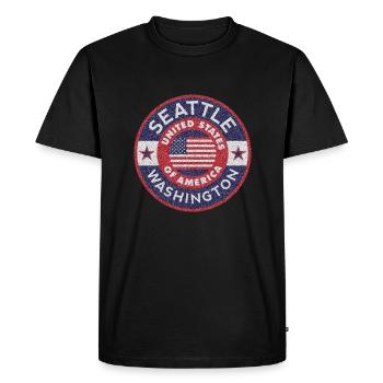 SEATTLE - Männer Premium Bio T-Shirt - Schwarz - Vorne - Nico (187cm)