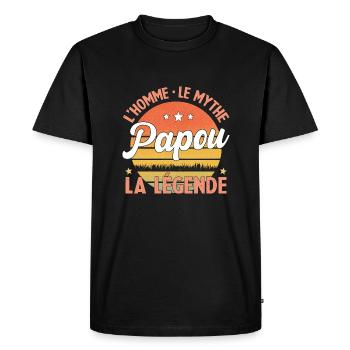 Papou L'homme Le Mythe La Légende Cadeau Papou - T-shirt Premium bio Homme - noir - Devant - Nico (187cm)