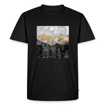 Dreamy Hills Watercolour Abstract Oeuvres d’art, Or - T-shirt Premium bio Homme - noir - Devant - Nico (187cm)