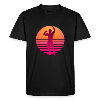 Arnold Retrowave Soleil - T-shirt Premium bio Homme - noir - Devant - Nico (187cm)