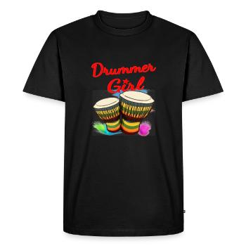 Drummer Girl Djembe Percussion - Männer Premium Bio T-Shirt - Schwarz - Vorne - Nico (187cm)